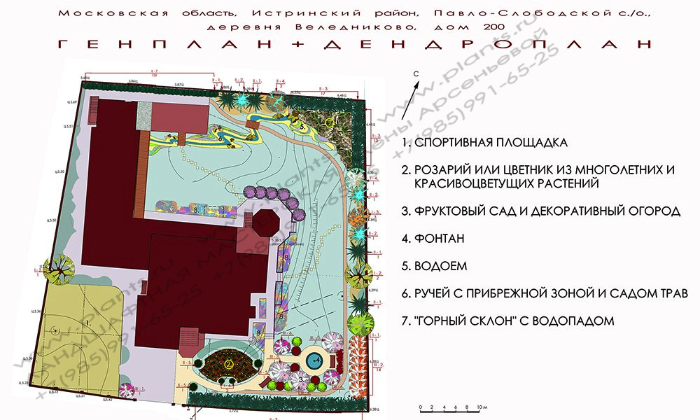 Проект участка 30 соток - генплан и дендроплан вариант 2